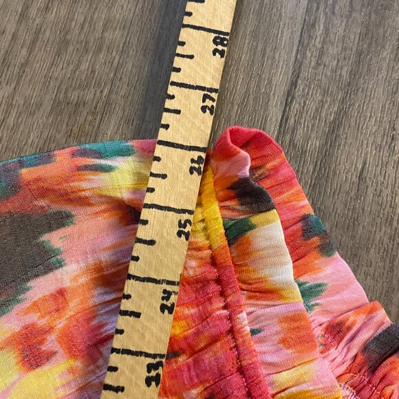 Nanette Lepore Colorful Floral Blouse Ruffle Short Sleeve Medium - Picture 5 of 6